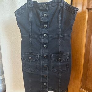 H&M Black Strapless Denim Dress